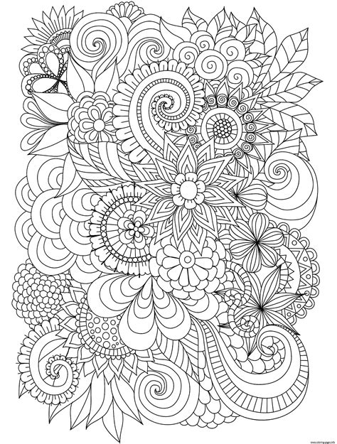 flowers adulte difficult complex coloring page printable
