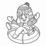 Tubing Coloring Girl Book Riding Children Snow Inflatable Vector Drawing Sled Happy Clip Illustrations Illustration Preview Getdrawings Similar sketch template
