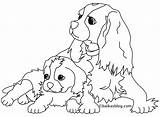 Dogs Coloring Dog Color Lovely Two Kids Pages Children sketch template