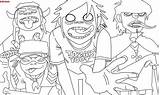 Gorillaz Line Deviantart Coloring Pages Drawings sketch template