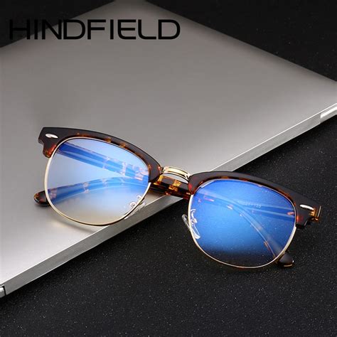 hindfield retro anti blu ray glasses semi rimless computer glasses