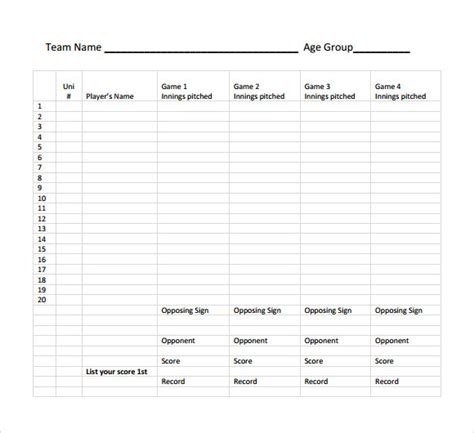 sample pitching chart templates   excel