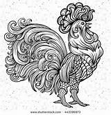 Rooster Coloring Pages Vector Adult Roosters Stock Zentangle Book Template Shutterstock Farm Animal sketch template