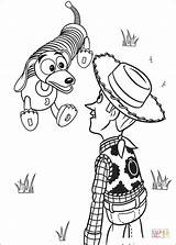 Coloring Sheriff Woody Slinky Dog Pages Silhouettes sketch template