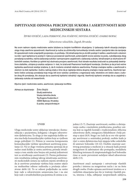 Pdf [relationship Of Perception Conflict And Assertiveness In Nurses]