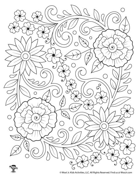 flower arrangement adult coloring page printable woo jr kids activities