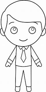 Clipart Little Guy Boy Cartoon Line Clip Suit Colorable Cliparts Sweetclipart Background sketch template