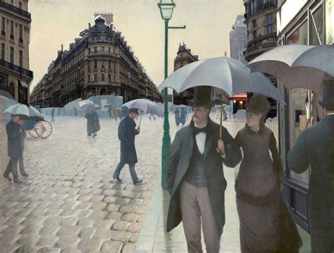 gustave caillebotte s famous rainy day from 1877 with current facades
