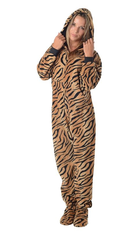 Footed Pajamas Footed Pajamas Tiger Stripes Adult Hoodie Fleece