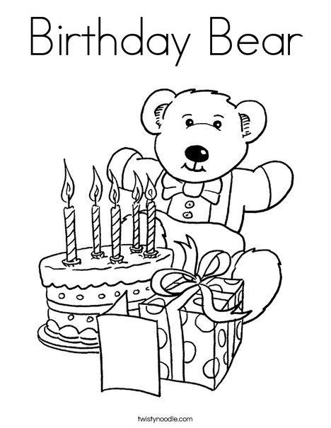 birthday bear coloring page happy birthday coloring pages birthday