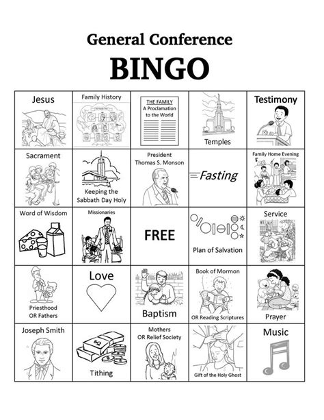 general conference bingo churchgeneral conference pinterest