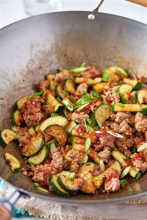 spicy ground pork zucchini stir fry recipe eat  books