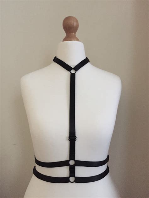 Inverted Cross Double Straps On Waist Harness Black Body Harness