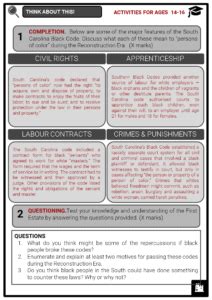 black codes facts worksheets civil war reconstruction era