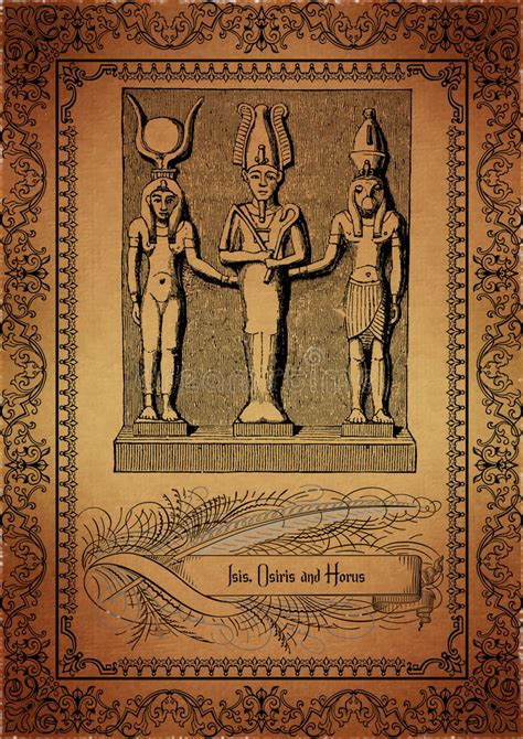 Old Parchment With Egyptian Gods Images Toth And Horus