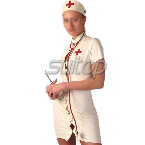 suitop sexy women s rubber latex short sleeve nurse