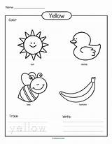 Yellow Worksheets Preschool Color Printable Trace Kindergarten Colors Activities Coloring Pages Learning Write Printables Letter Theme Worksheet Colouring Pre Preschoolers sketch template