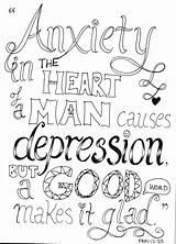 Coloring Anxiety Bible Pages Verse Quote Heart Printable Adults Kids sketch template