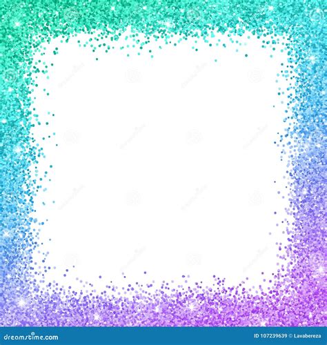 glitter border frame  turquoise blue purple color effect vector