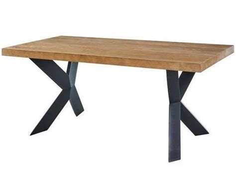 table  manger de    personnes style industriel placage bois chene pieds metal laque noir