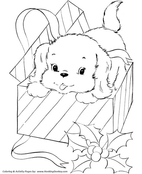 pet dog coloring pages  printable pet puppy  christmas
