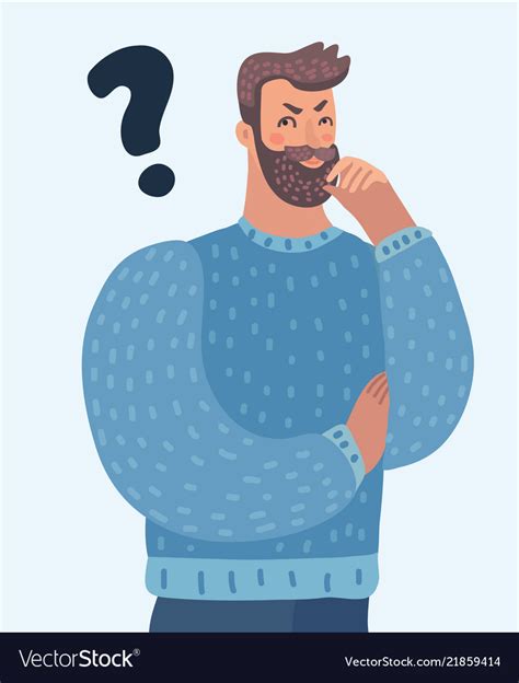 Cartoon Thinking Man With Question Mark Royalty Free Vector