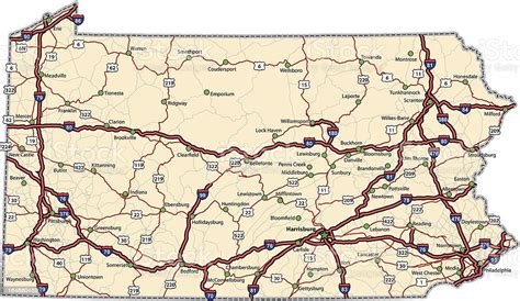 Pennsylvania Highway Map Stock Illustration Download Image Now Istock