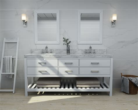 double sink bath vanity set  white  italian carrara white marble vanity top  white