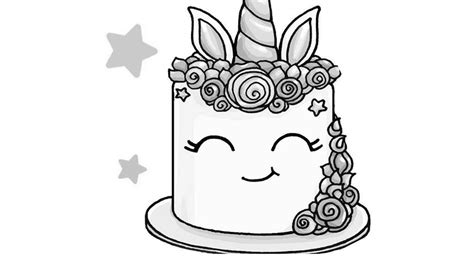 unicorn cake coloring pages black  white  printable coloring pages