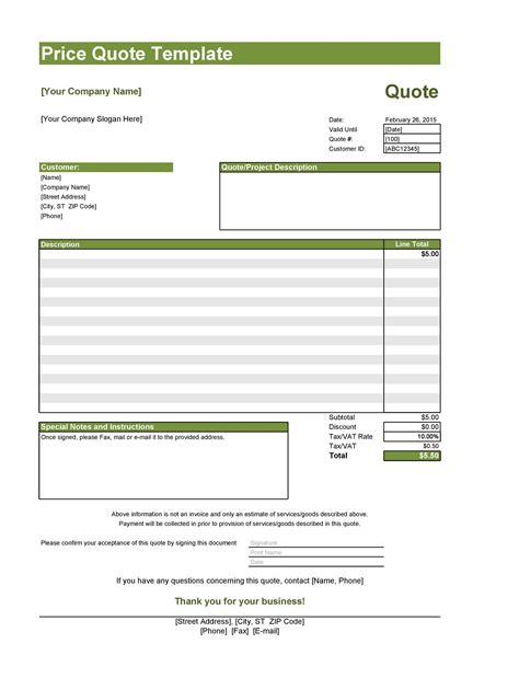 quotation template  collection