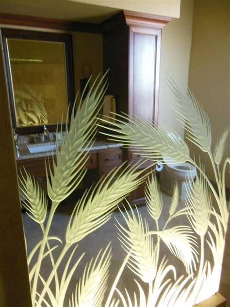 Wheat Glass Shower Panels Etched Glass Country Design