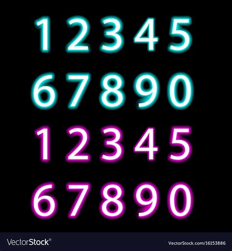set neon numbers isolated royalty  vector image