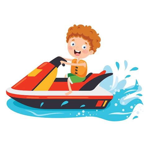premium vector funny cartoon character riding jet ski