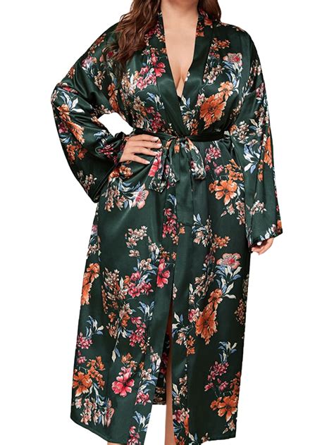 size women long sleeve floral printed long maxi robes sleepwear ladies boho loose comfy