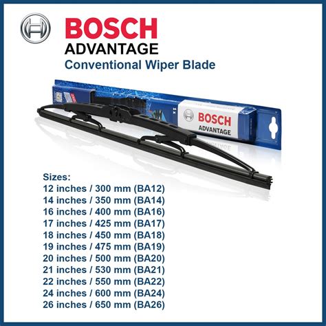 bosch wiper blade advantage ba            conventional windshield single