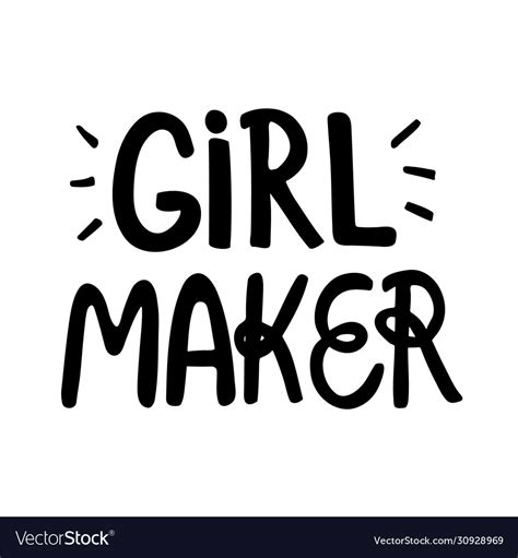 girl maker doodle hand drawn lettering royalty free vector