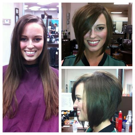 Before And After Haircut Cute Angled Stacked Textured Bob