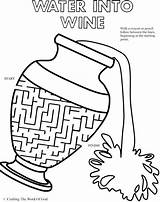 Wine Water Into Jesus Turns Coloring Bible Crafts Sunday School Kids Pages Activity Sheet Puzzle Activities Lessons Stories Craft Children sketch template