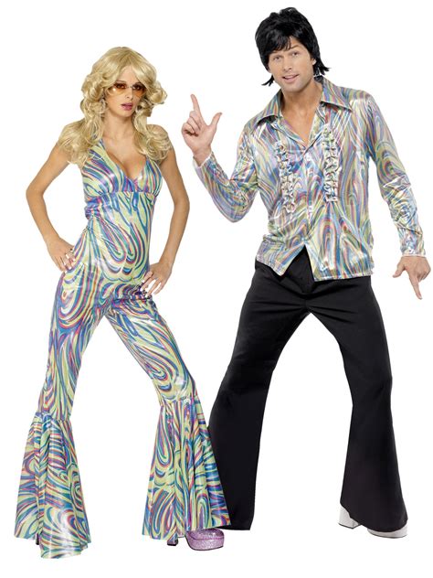 disco 1970s costume mens ladies dancing queen fancy dress couples