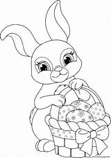 Coloring Rabbit Easter Pages Basket Printable Eggs Bunny Print Colouring Da Colorare Kids sketch template
