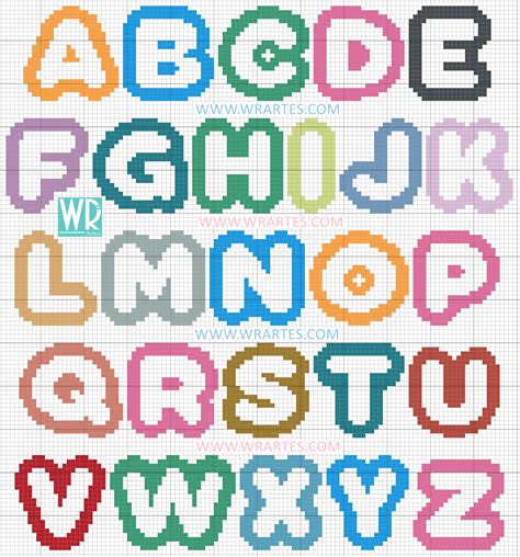 alfabeto contornado infantil medio em ponto cruz