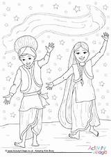 Bhangra Colouring Dance Pages Coloring Drawing Kids Vaisakhi Sikh Dancing Punjabi Girl School Boy Kindergarten Colour Family Easy Culture Drawings sketch template