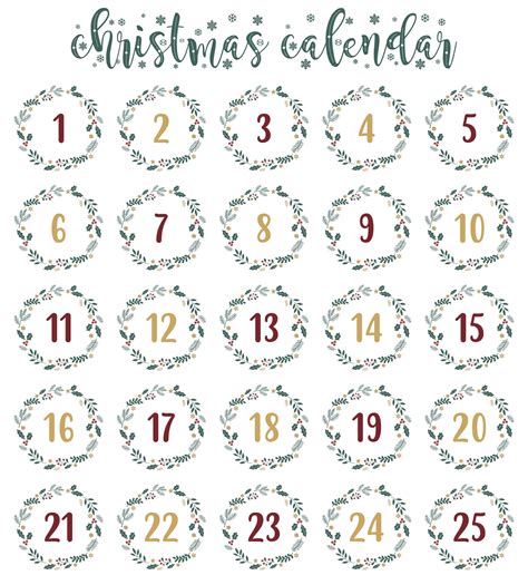 printable printable advent calendar numbers