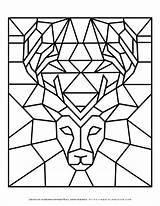 Coloring Geometric Deer Pages Planerium sketch template