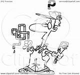 Confused Plumber Clip Toonaday Royalty Outline Illustration Cartoon Rf sketch template