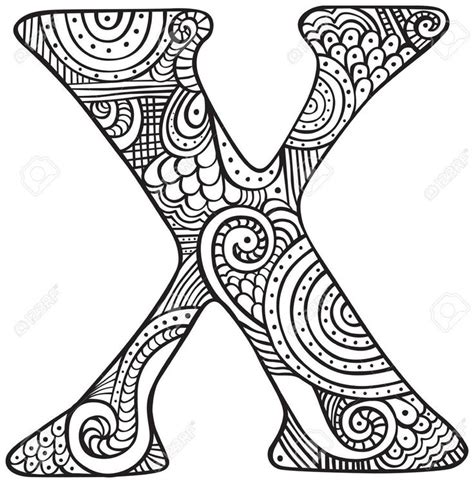 hand drawn capital letter   black coloring sheet  adults