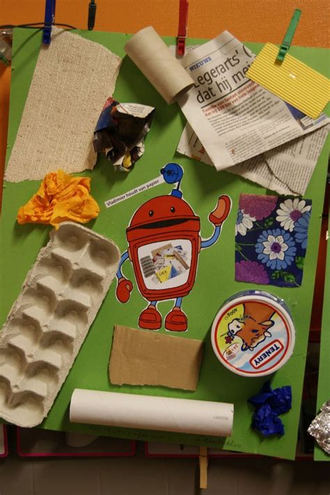 beeldende activiteit met afval en kosteloos materiaal community helpers preschool preschool