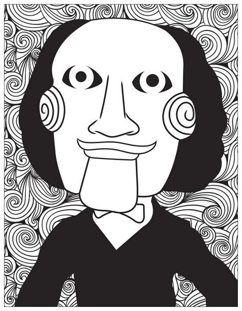 horror jigsaw billy  puppet halloween adult coloring pages