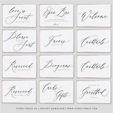 wedding signs  reception   template instant