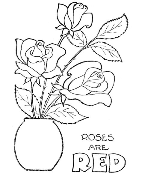 kids coloring pages valentine day roses printable